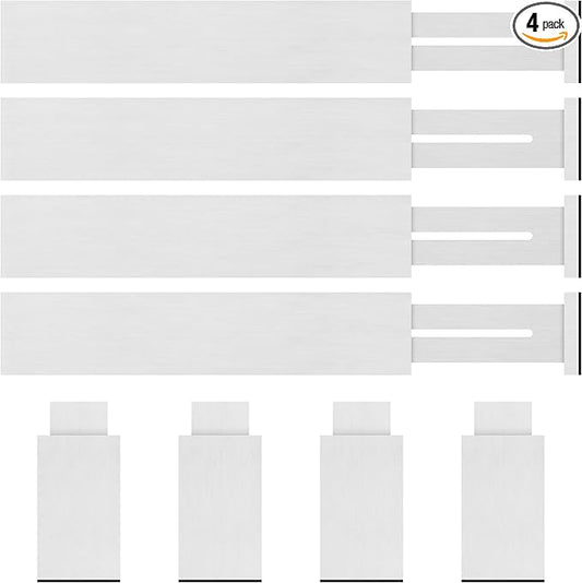 Bamboo Drawer Dividers Organizer with Inserts, Expandable from 12.5-21.7", Adjustable Drawer Organizer Separators for Utensils, Dresser, Bedroom, Bathroom, Closet, Clothing, Office (White)-DeskLoop Office