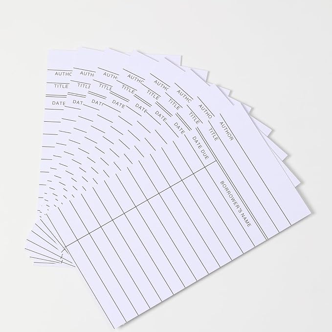 Library Cards, Checkout Catalog Book Card,Library Checkout Index Cards, Due Date NoteCards for Record Keeping (3x5 in,300 Count)