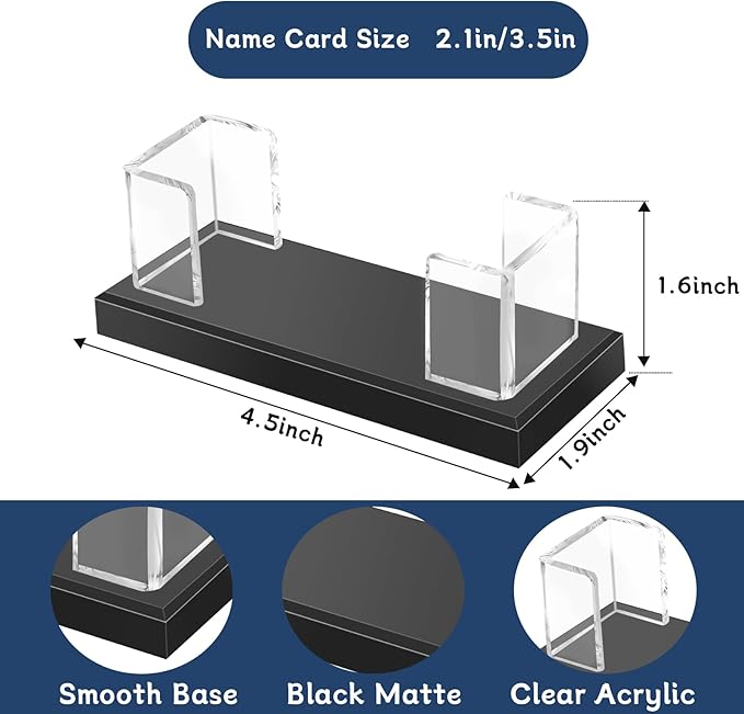 Acrylic Business Card Holder for Desk, Clear Business Card Display Stand with Black Base for Desk -2-Piece Gift Card Organizer for Office Desktop, Conferences, and Exhibition Receptions-DeskLoop Office