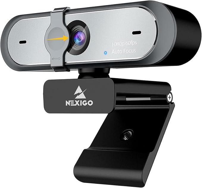 NexiGo N660P (Gen 2) 1080P 60FPS Webcam with Software Control, Dual Microphone & Cover, Autofocus, HD USB Computer Web Camera, for OBS/Gaming/Zoom/Skype/FaceTime/Teams/Twitch-DeskLoop Office