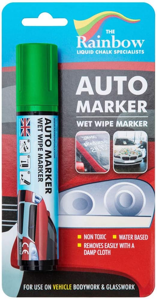 Window Markers for Glass Washable Car Window Paint Pen- Dry Erase Liquid Chalk Marker Car Decorations on All Surfaces, Tire, Windshield - Auto Marker, Autowriter, Rain Resistant (Green, Jumbo Tip)-DeskLoop Office