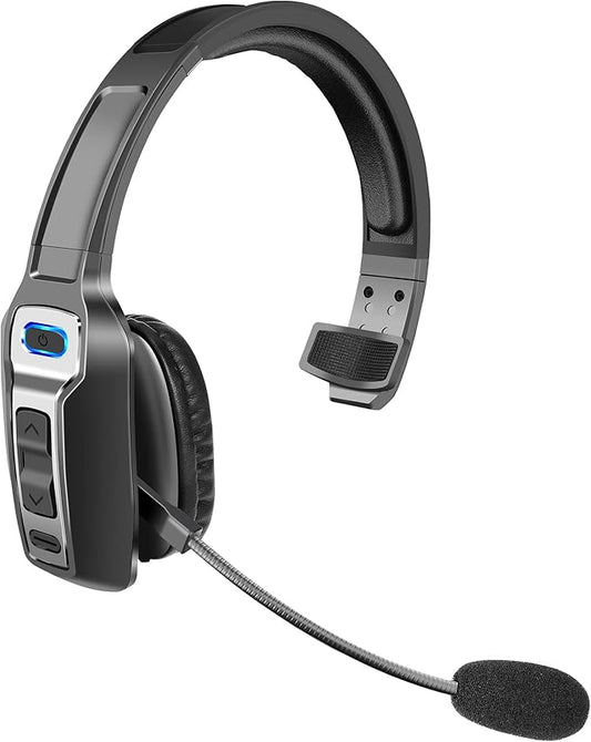 Trucker Bluetooth Headset, V5.2 Wireless Headset with Upgraded Microphone AI Noise Canceling, On Ear Bluetooth Headphone with Mute for Driver Office Call Center-DeskLoop Office