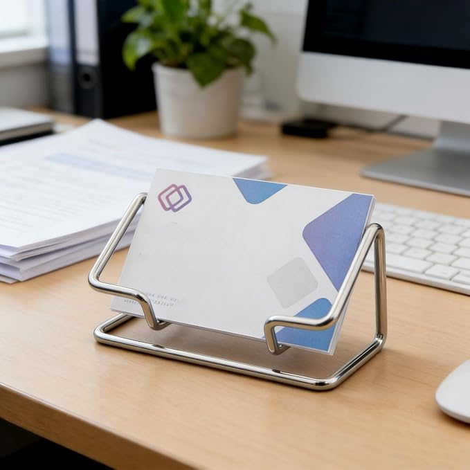 2 Pack Minimalist Metal Business Card Holder, Simple Wire Frame Desktop - Image 9