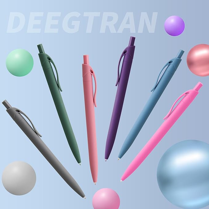 deegtran Retractable Ballpoint Pens, 50 Pack, Medium Point, Purple Ink, Soft Grip, No Bleed, Smooth Writing, Retro Style, Unisex, Ambidextrous-DeskLoop Office