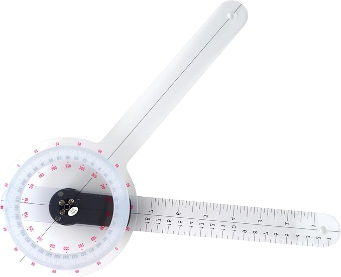 GemRed 12" Digital Goniometer 360 Degree Physical Therapy Plastic Protractor for Joint Range of Motion ROM Measurement-DeskLoop Office