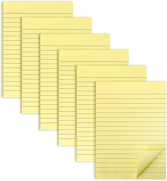 6 Pack 8x6 Inch Lined Sticky Notes, 300 Sheets Large Yellow Sticky Notes with Lines Super Sticking Power Memo Pads, Self-Stick Note Pads for School Office Home-DeskLoop Office