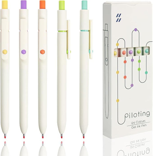 ELANE 5 Pcs Colorful Gel Pens,0.5mm Fine Point Quick Dry Black Ink Pen for Journaling Note Taking Writing, High-End Series Pens for Gifts for Doctor Nurse Teacher Students(White)-DeskLoop Office