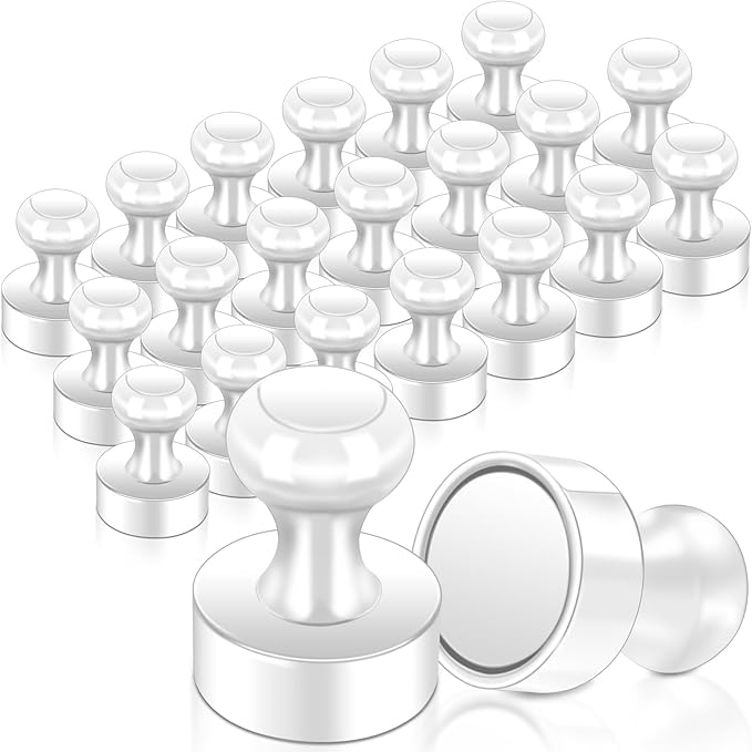 22 Pack Fridge Magnets Strong for Whiteboard, Push Pin Magnet, Refrigerator Magnet Small Strong Rare Earth Magnets for Office, Classroom, Kitchen, Home, White-DeskLoop Office