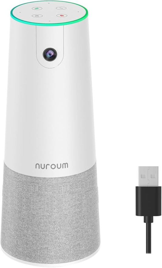NUROUM C20(2nd Gen) HD Conference Webcam, 1080P Video Conferencing Camera with Microphone and Speaker, All in One Computer Camera for Desktop, 13ft Voice Pickup, AI Noise-Cancellation, USB Plug&Play-DeskLoop Office