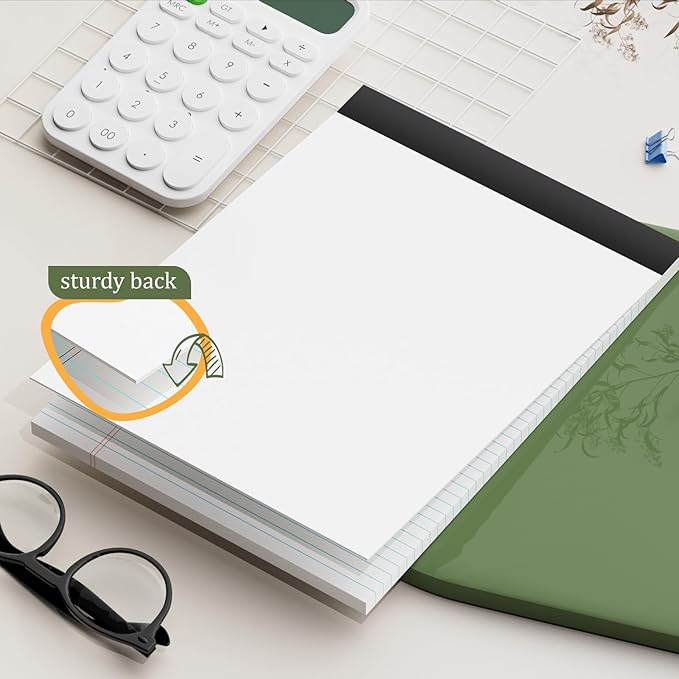 12 Pack of Legal Pads 8.5 x 11.75 College Ruled Notebook White Paper Note Pad Narrow Ruled 30 Sheets Notepads Perforated Writing Pad Clear Print 8x11 Legal Pads Pads of Paper