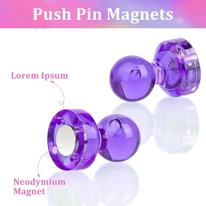 60PCS Colorful Strong Magnetic Push Pin Magnets, 6 Assorted Color for Office, Classroom, Kitchen Home and School, Map Magnets, Whiteboard Magnet-DeskLoop Office