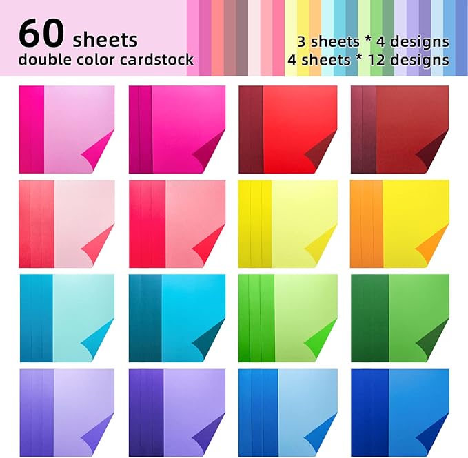 60 sheets Color Cardstock, 28 Assorted Colors 250 gsm A4 Size, Double Sided Printing Cardstock Paper, Premium Thick Card Stock for Card Making, Craft, Scrapbooking, Party Decors, Kids School Supplies-DeskLoop Office