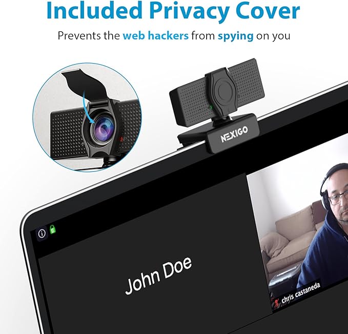 NexiGo N60 1080P Webcam with Microphone, Adjustable FOV, Zoom, Software Control & Privacy Cover, USB HD Computer Web Camera, Plug and Play, for Zoom/Skype/Teams, Conferencing and Video Calling-DeskLoop Office