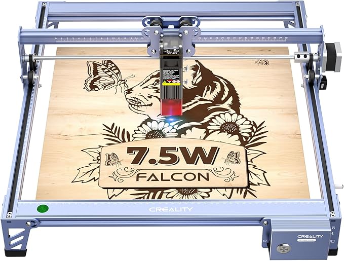 CREALITY FALCON 7500mW Laser Engraver, Laser Engraver and Cutter Machine for Beginners, Wood, Metal, DIY, Active Stop, Compresed Spot 0.06mm, 15.7"*16.3" Workspace-DeskLoop Office