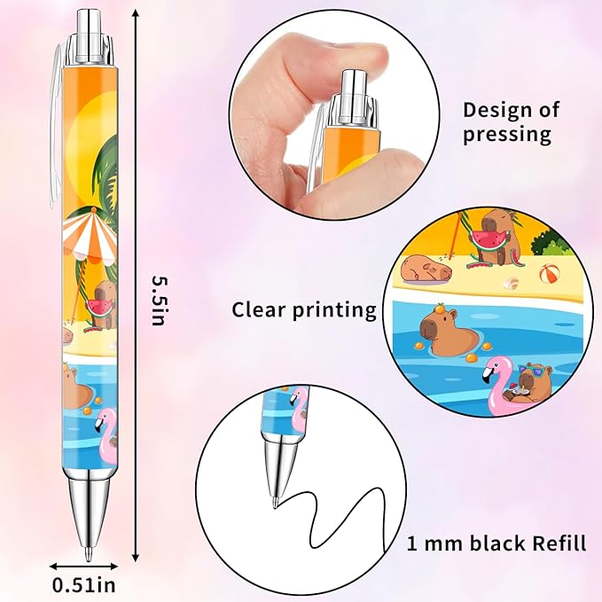 Idealmuzik 8-Pack Capybara Gel Pens – Cute Animal Pens with Unique Capybara Designs, Smooth Writing Ink Pens for School, Office, Journaling, Fun Gift for Kids, Teens & Capybara Lovers-DeskLoop Office