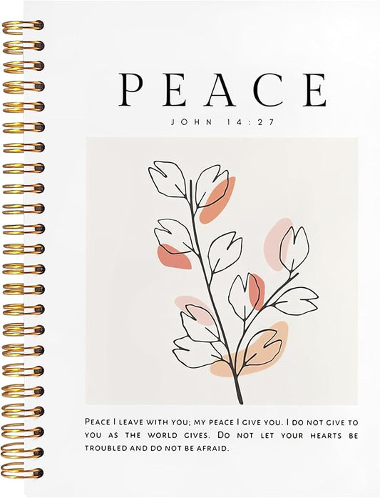 BearCake Peace I Leave with You Boho Floral Christian Notebook Journal, Christian Gifts for Women, Bible Notebooks for Note Taking, Bible Journaling Notebook, Hardcover Spiral Notebook 5.5x8.3-DeskLoop Office