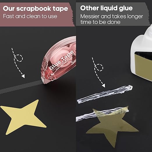 8 Pack Scrapbook Tape, Double Sided Tape for Crafts, Adhesive Glue Runner for Scrapbooking Journaling Supplies, Glue Roller for Kids and Adults School Office Teacher Supplies, 0.3IN x 26FT-DeskLoop Office