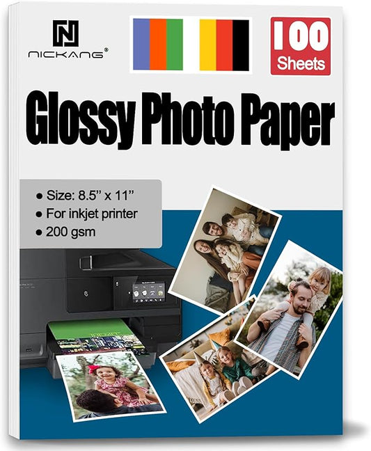 Photo Paper, Glossy Photo Paper 8.5x11, 53 LB/200 gsm, Letter Size, 100 Sheets Bulk, Photo Printer Paper, Picture Paper for Inkjet Printer-DeskLoop Office