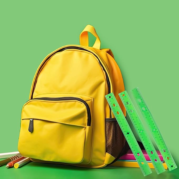 28 Pack Plastic Ruler 12 Inch Transparent Rulers - Metric Bulk for Kids School Office Classroom, Green-DeskLoop Office