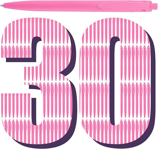 Aozora Pens Bulk 30 Pack Click Pens No Bleed Wholesale Retractable Ballpoint Pens Medium Point,Smooth Ink Pens for Journaling School Office Supplies 1.0MM (Pink Ink)-DeskLoop Office