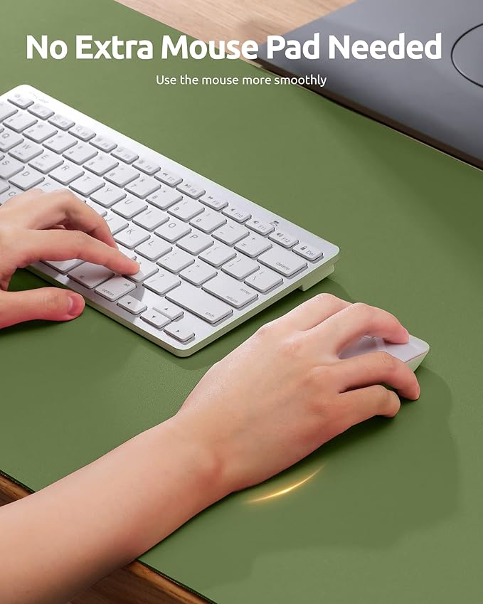 YSAGi Leather Desk Protector, Office Mat, Large Mouse Mat, Non-Slip PU Leather Blotter, Laptop Desk Pad, Waterproof Writing Pad for Office and Home (Green, 23.6" x 13.8")-DeskLoop Office