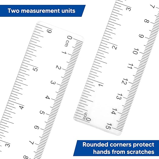 Zonon 100 Pcs 6 Inch Rulers Bulk Clear Plastic Flexible Straight Rulers with Inches and Centimeters First Day of School Gift for Students Back to School Office Supplies-DeskLoop Office