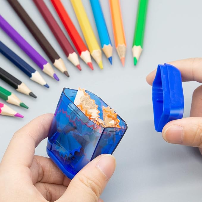KIDMEN Manual Pencil Sharpeners,2 Holes Compact Sharpener with Lid for Kids, School and Office-12 Pack-DeskLoop Office