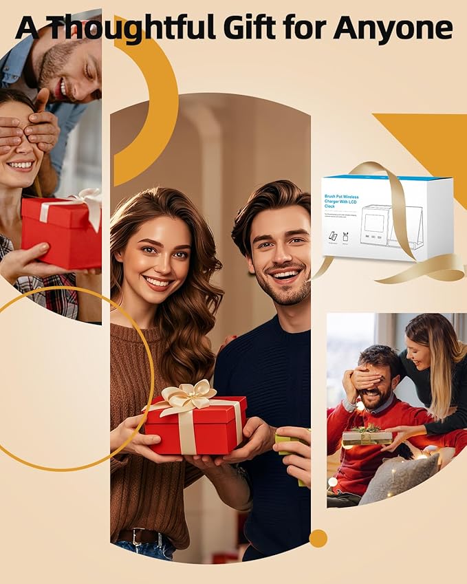 Multifunctional Pen Holder and Organizer for Desk with Wireless Charger, Digital Indoor Thermometer and Humidity Gauge, Home Office Organizers and Storage (Battery Included)-DeskLoop Office