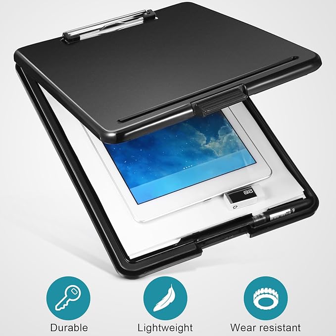 Epakh 7 Pcs Clipboard with Storage Bulks Plastic Storage Foldable Nursing Clipboard with Low Profile Clip for Student Teacher Nurse Employee, 9.5 x 13.5 Inch-DeskLoop Office
