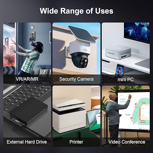 GeoHN.G USB C to C Fiber Optic Extension Cable 10M/33FT, Right Angle USB 3.2 10Gbps Long Distance Active Optical USB C Cable for VR/AR, Quest2, Webcam, Camera, Mini PC and More-DeskLoop Office