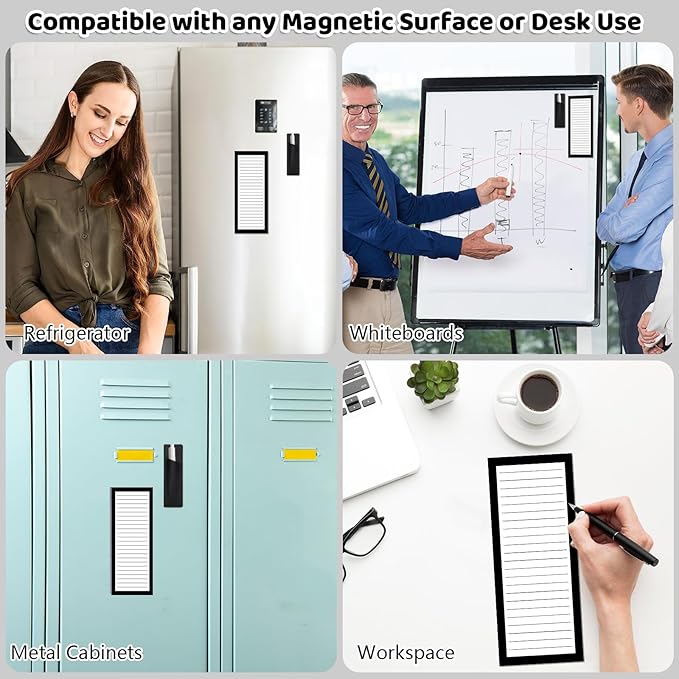 4 Pack Magnetic Note Pad for Fridge with Pen Holder, Totally 200 Sheets Magnetic To Do List, Shopping List, Grocery List, Memo Pads for Refrigerator(Black Border)