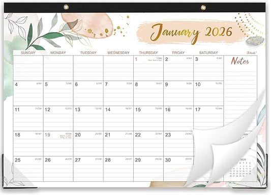 2026 Desk Calendar - Desk Calendar 2026, Jan 2026 - Dec 2026, 12 Monthly Desk/Wall Calendar Large 17" x 12", Large Ruled Blocks, Notes, Thick Paper-DeskLoop Office