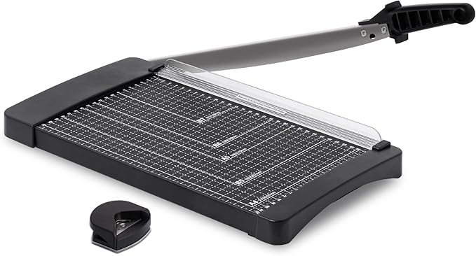 TIANSE Paper Trimmer Paper Cutter Guillotine with Safety Blade Lock 12” 8 to 12 Sheet Capacity Heavy Duty Metal Base A4 Paper Cutting Board for Home Office School-DeskLoop Office