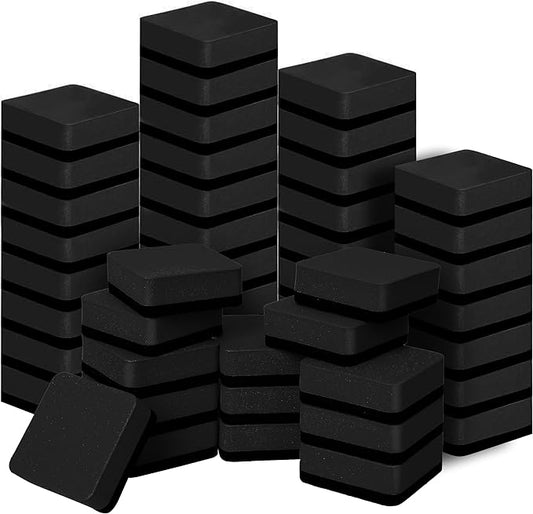 Dry Erase Erasers, 48 Pack Magnetic Whiteboard & Chalkboard Cleansers, Small Magnetic Erasers (Black)-DeskLoop Office