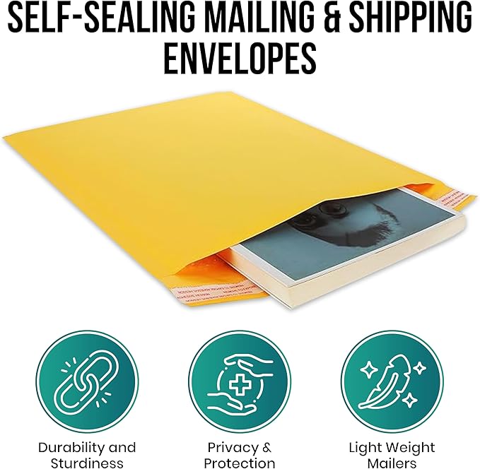 Levex - #1 7.25" x 12 [100 Pack) Kraft Bubble Mailers, Padded Envelope Mailers, Packing Envelope & Mailing Bags for Shipping
