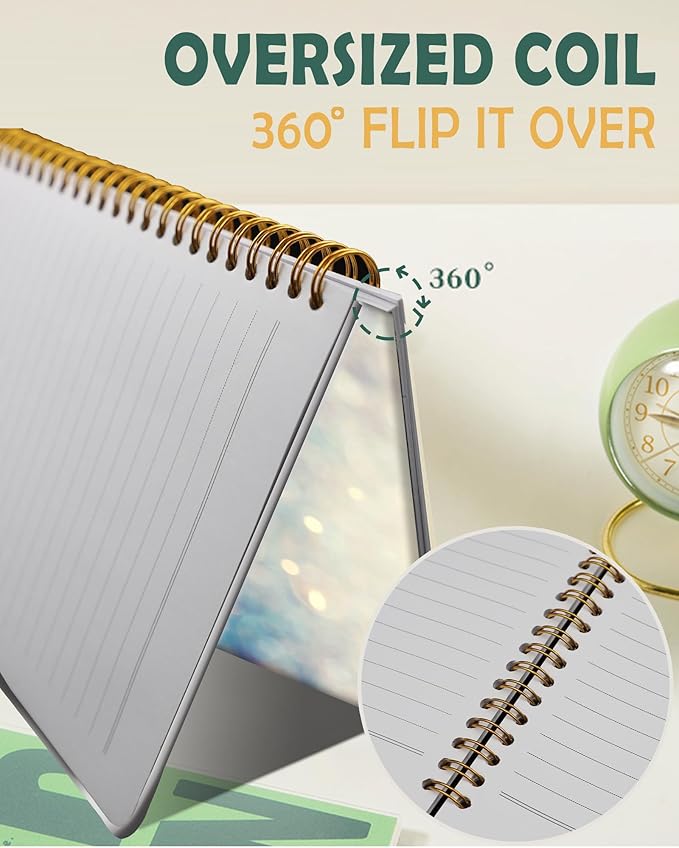 Ruled Spiral Writing Notebook,A5 Hardcover Lined College Journal for Women Lady,Fashion Puppy Watercolor Strong Twin-Wire Binding with Premium Paper,8.4" X 6",Perfect for School,Office,Home Gifts(Beautiful Blue Shiny)-DeskLoop Office