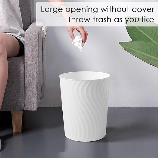 YGJT Small Trash Can, 3 Pack 1.8 Gallons Bathroom Trash Can, Slim Waste Basket, Round Garbage Can, Plastic Trash Bin for Kitchen, Dorm, Bedroom, Office, Living Room, Study, Compact Spaces(White)-DeskLoop Office