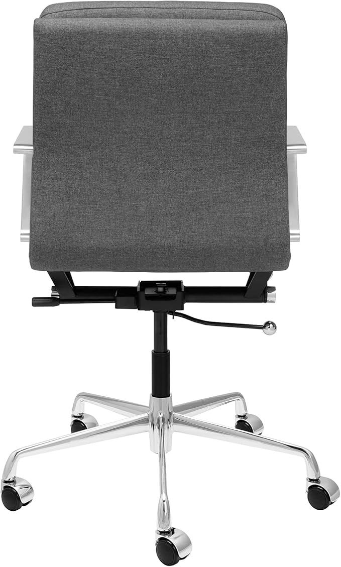 Laura Davidson Furniture SOHO II Padded Management Office Chair - Mid Back Desk Chair with Arm Rest, Swivel & Cushion Availability, Made of Poly-Cotton Fabric, Charcoal Fabric, Computer Chair-DeskLoop Office