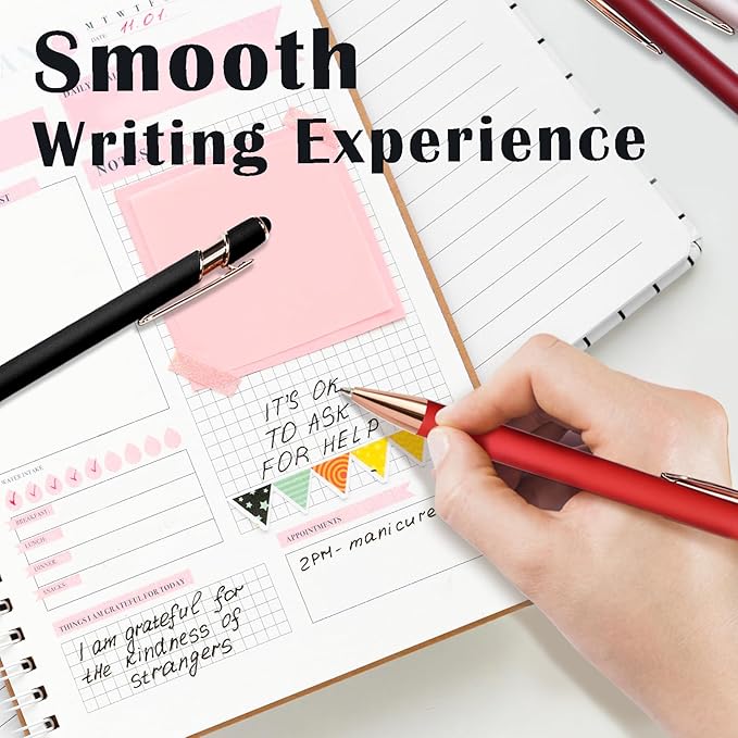 Custom Pens in Bulk with Multiple Colors Options,Engraved Double-Sided Personalized Pens with Design Text, Logo&Touch Stylus,Fine Point Smooth Writing, Ideal for Corporate, Students & Gifts-DeskLoop Office