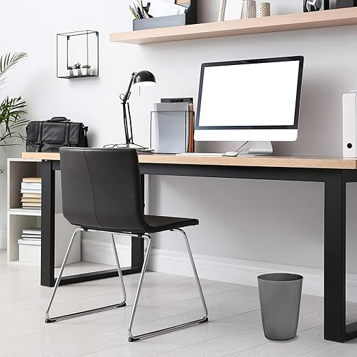 HOLDN’ STORAGE Small Trash Can - 1.58 Gallon Open Top Waste Bin, Compact Waste Can Perfect for Bathroom, Kitchen, Office, Dorm - Durable Garbage Can - Grey-DeskLoop Office