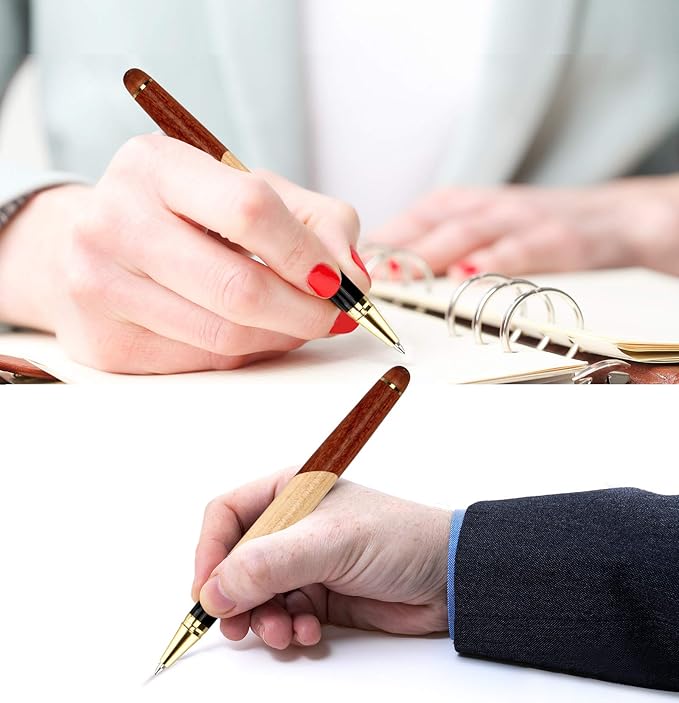 Best Wooden Gel Pen Gift Set with Handmade Rollerball Designer Pen Holder Box and Refills, Business Ballpoint Pen with Fancy Journaling Pen Display Case-DeskLoop Office