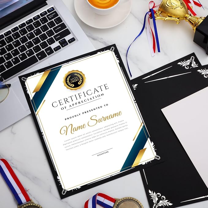 Fainne 100 Pcs Certificate Holder Foil Border 8.5 x 11 Inch Single Sided Award - Image 7