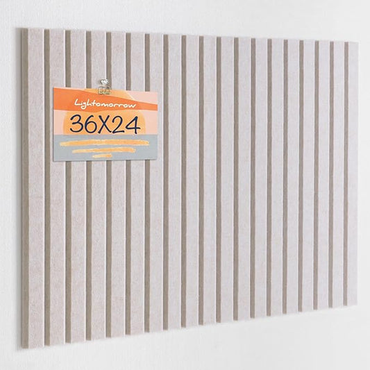Bulletin Board, 36 x 24 inches Felt Board Decorative Pin Board, 3' x 2' Cork Board Alternative for Wall, Foldable Photo Board with 20 Pushpins - Oatmeal Stripes-DeskLoop Office
