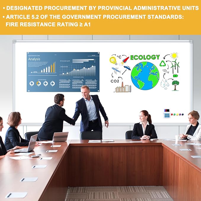 4'x8' WhiteBoard Magnetic Dry Erase White Board for Wall - Belgian Enamel Large WhiteBoard for Business, Education & Government - Durable Aluminum Frame Wall Mounted Whiteboards for Professionals-DeskLoop Office