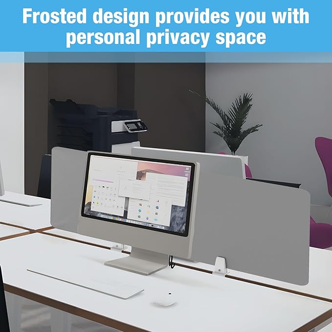 Desk Divider 4 Pcs Desk Privacy Panel 47.2''L x 15.8W'' Office Partitions Grey Acrylic Panel Pack of 4 Desk Divider Partition with Adjustable Universal Base Brand: Yeaborn-DeskLoop Office