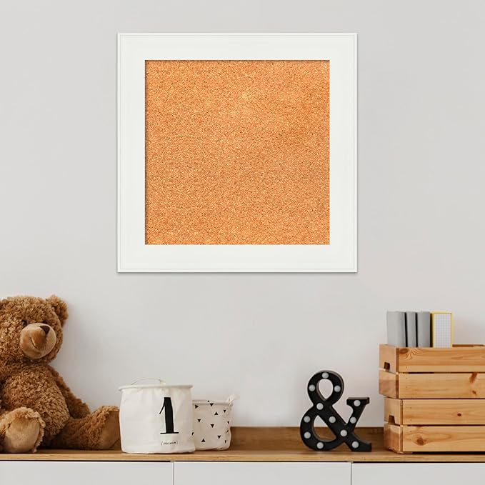 Amanti Art Natural Cork Board for Wall, 17x17 Vision Board with White Frame, Small Corkboard Office Decor for Home Organization, Casual Corkboard Pinboard to Display Items for Home Organization in-DeskLoop Office