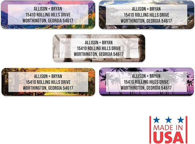 Breathtaking Landscape Rolled Address Labels / 500 Personalized Return Address Labels/Designer Address Stickers in Elegant Plastic Dispenser-DeskLoop Office