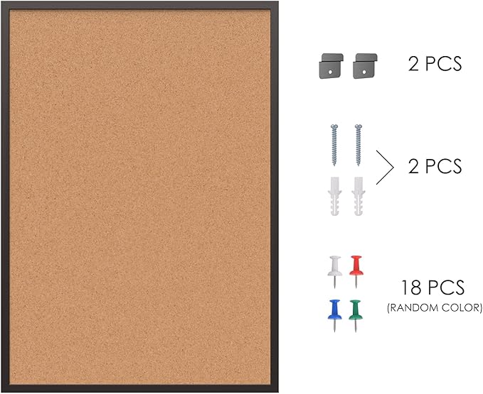 Board2by Cork Board Bulletin Board 48 x 36, Black Wood Framed 4x3 Corkboard, Office Board for Wall, Large Notice Pin Board for School, Home & Office-DeskLoop Office