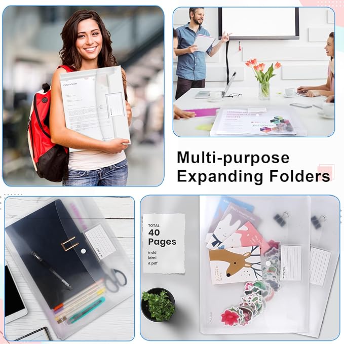 11 Pack Clear Plastic Envelopes File Folders,US Letter A4 Size Folder for Document, TFDLCG zm Poly Envelopes with 1 Inch Expansion for School Home Office Organizer(13"×9.5")