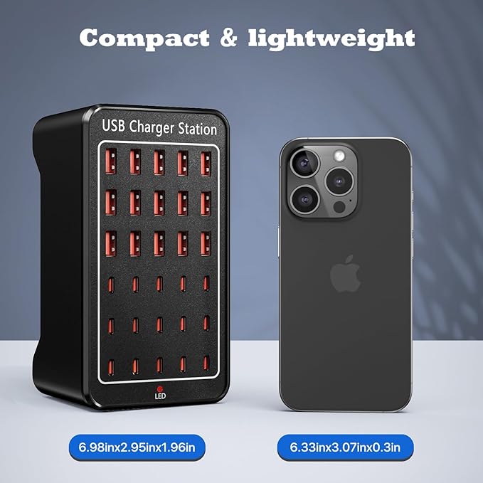 Charging Station, USB C Charger Block, 150W 30-Port【15USB-C + 15USB-A】, Travel Charger Station Fast Charger Desktop USB Wall Charger Compatible iPhone, iPad, Tablets, Smartphones-DeskLoop Office